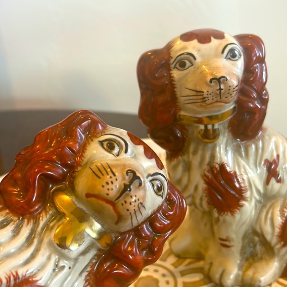 Antique Pair Victorian English Staffordshire Dogs - Picture 11 of 17